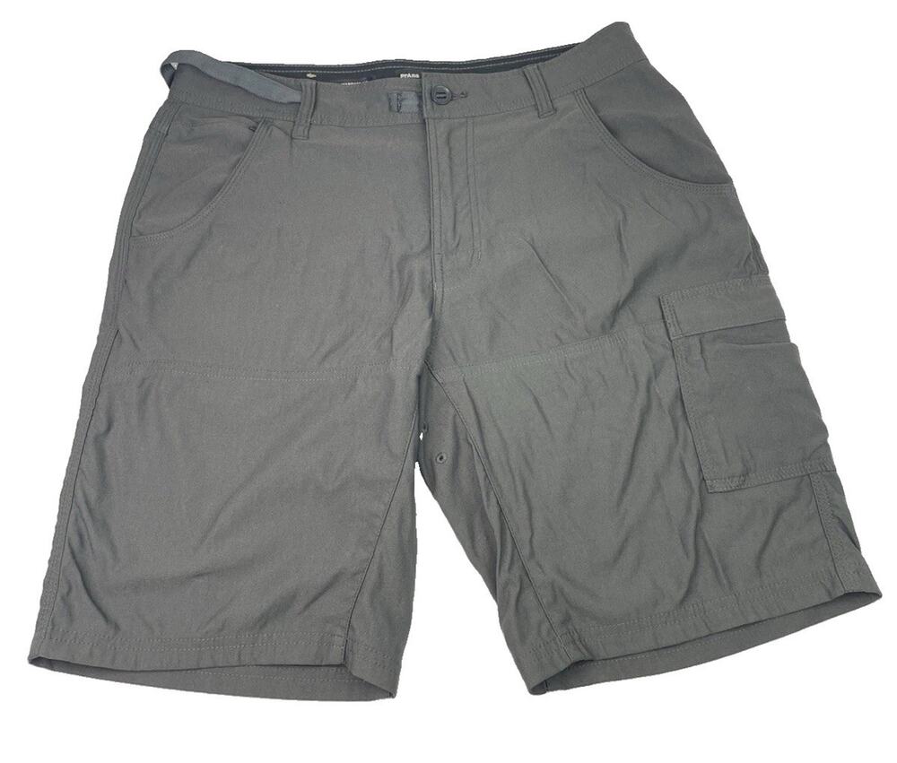 Prana Stretch Zion II Cargo Shorts Mens 32/10 Gray Nylon Mix Outdoor Hiking Flaw